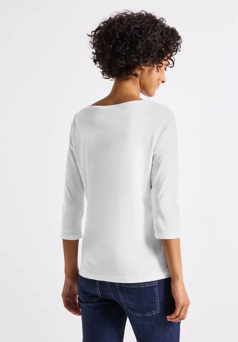 Shirt mit U-Boot-Ausschnitt White