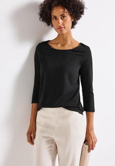 Shirt met boothals Black