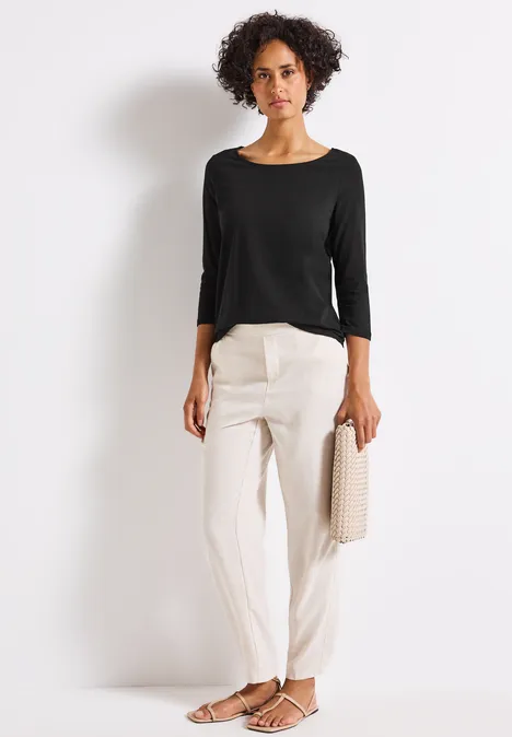 Shirt mit U-Boot-Ausschnitt Black