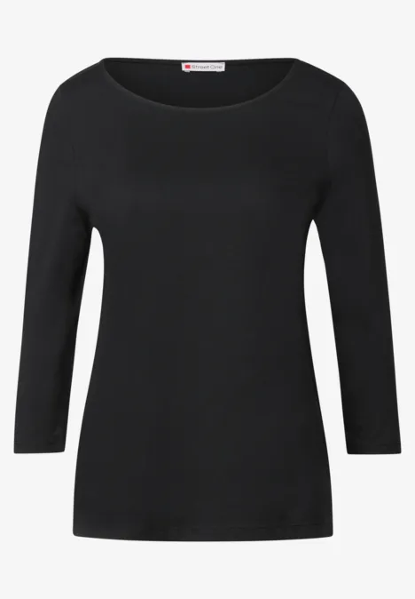 Shirt mit U-Boot-Ausschnitt Black