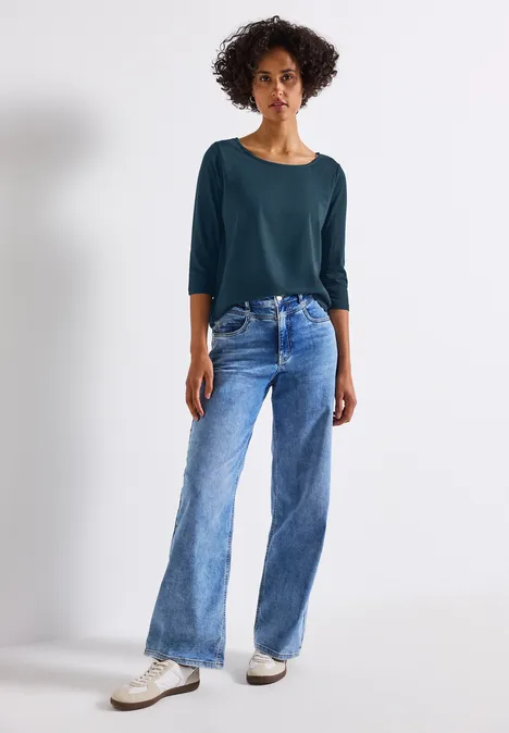 Shirt met boothals tide blue