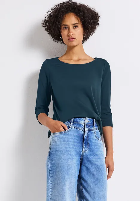 Shirt mit U-Boot-Ausschnitt tide blue