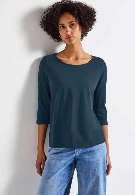 Shirt mit U-Boot-Ausschnitt tide blue