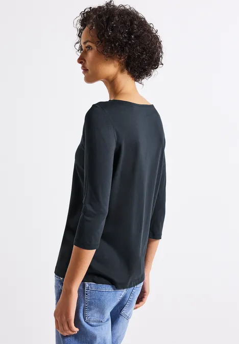 Shirt mit U-Boot-Ausschnitt deepwater blue