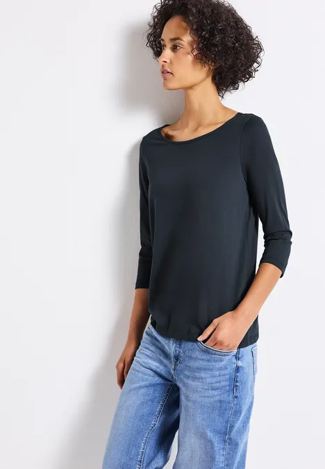 Shirt mit U-Boot-Ausschnitt deepwater blue