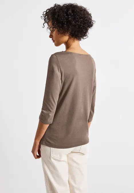 Shirt mit U-Boot-Ausschnitt silk brown