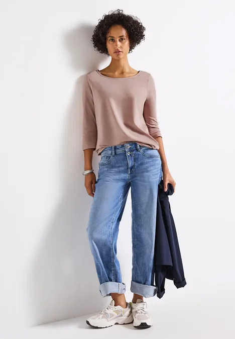 Shirt met boothals faded rose