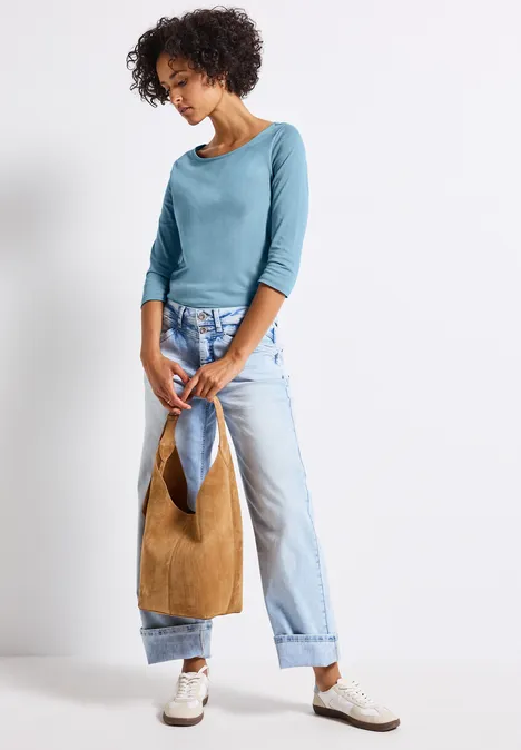 Shirt mit U-Boot-Ausschnitt glacier blue