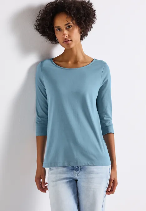 Shirt mit U-Boot-Ausschnitt glacier blue