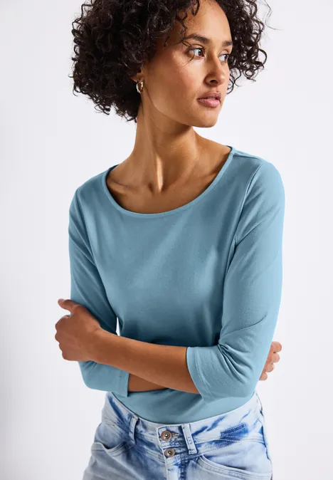 Shirt mit U-Boot-Ausschnitt glacier blue