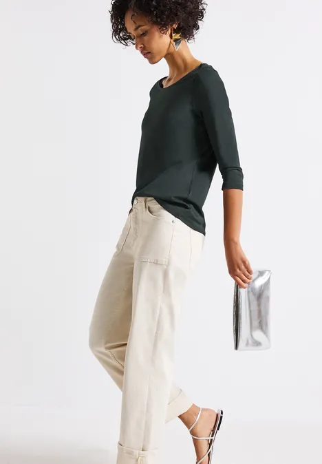 T-shirt avec encolure en U evernight green