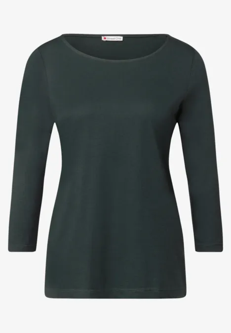 Shirt mit U-Boot-Ausschnitt evernight green