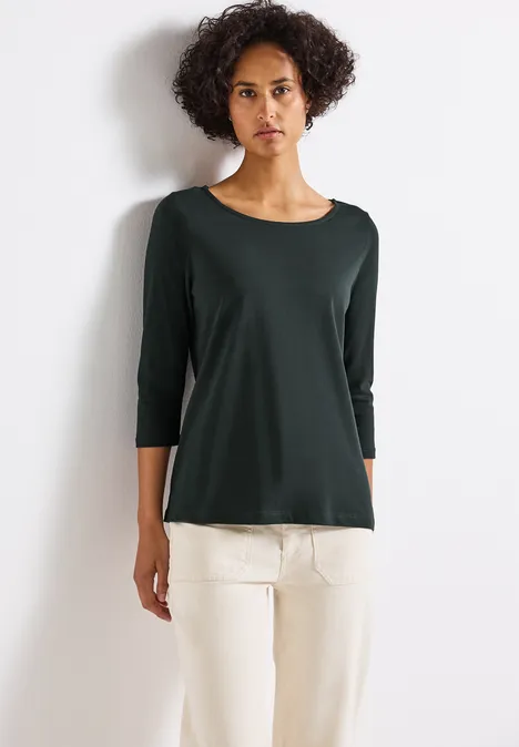 Shirt mit U-Boot-Ausschnitt evernight green