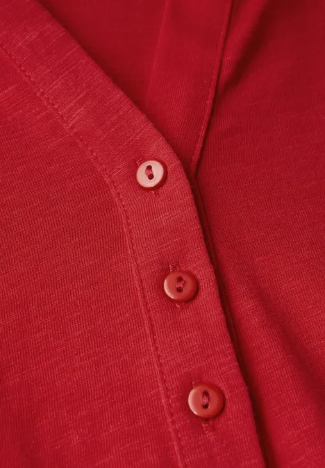 Split Neck Jersey-Shirt racing red