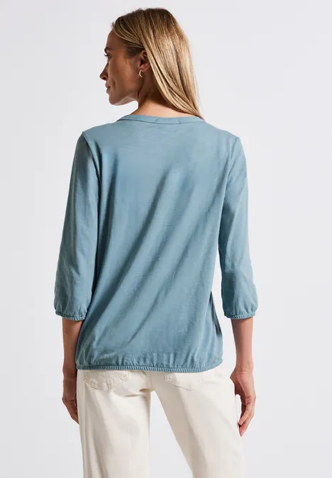 Split Neck Jersey-Shirt glacier blue
