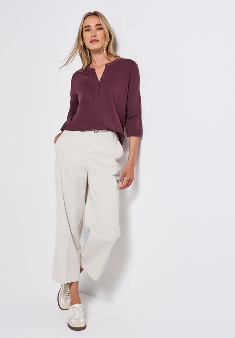 Split Neck Jersey-Shirt wildberry red