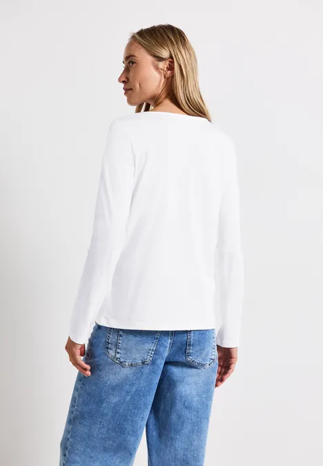 Langarmshirt in Unifarbe White