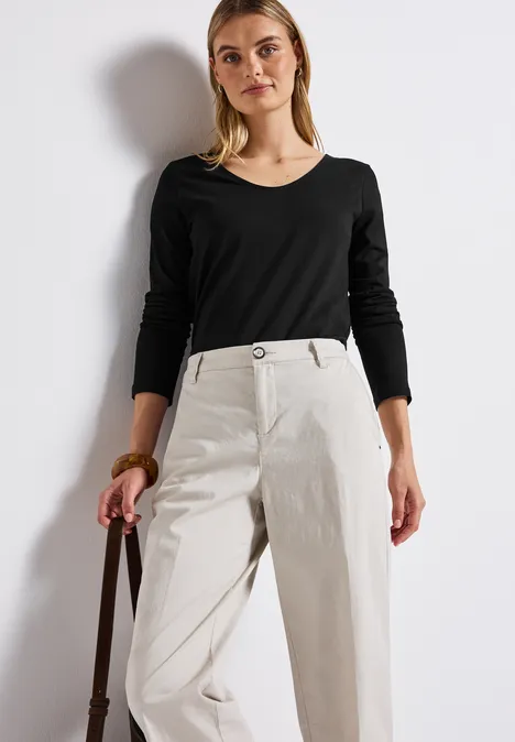 Langarmshirt in Unifarbe Black