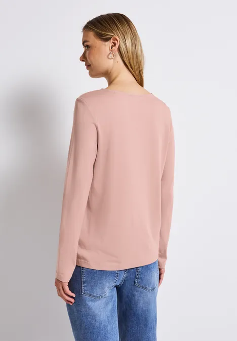 Langarmshirt in Unifarbe faded rose