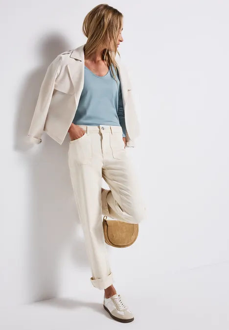 Langarmshirt in Unifarbe glacier blue