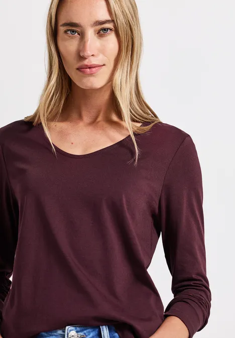 Langarmshirt in Unifarbe wildberry red