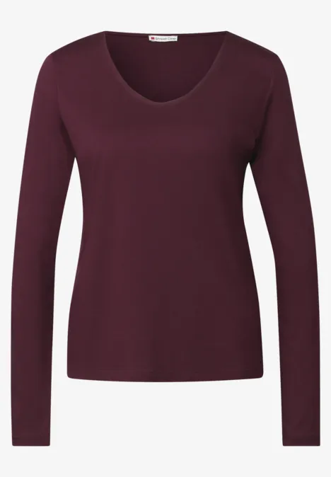 Langarmshirt in Unifarbe wildberry red