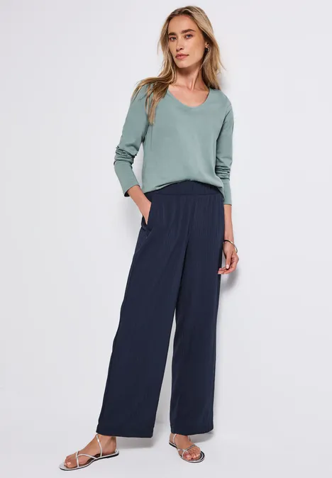 Langarmshirt in Unifarbe arona blue