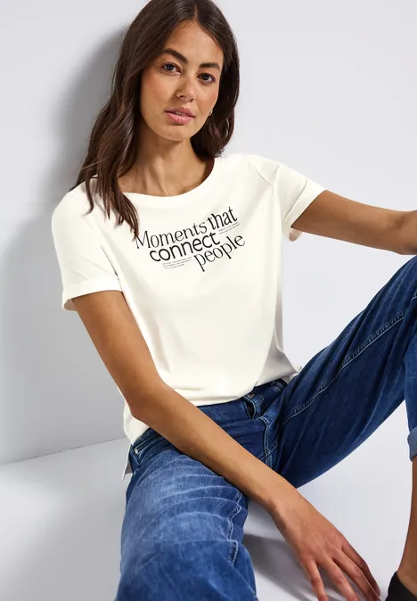 T-Shirt mit Frontprint off white
