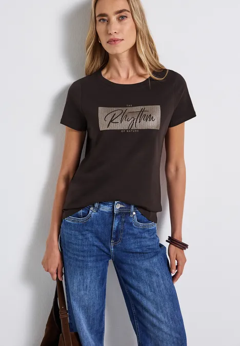 Shirt met print deep roast brown