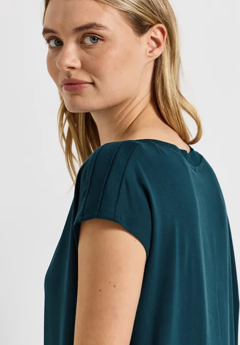 Shirt mit Ripp-Detail tide blue
