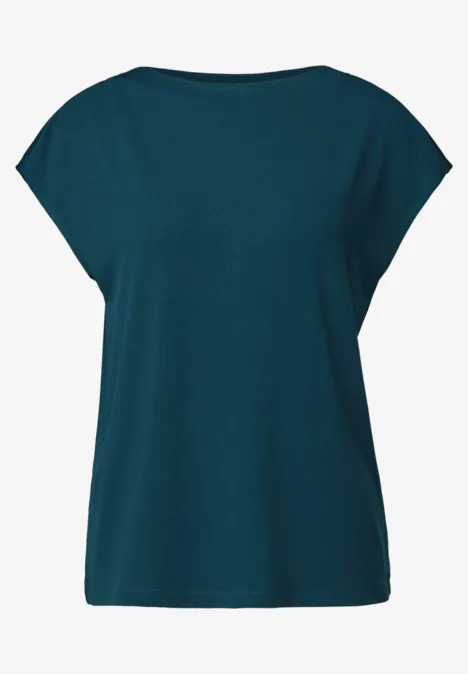 Shirt met geribd detail tide blue