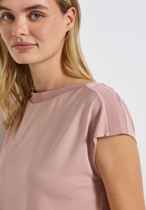 Shirt mit Ripp-Detail faded rose