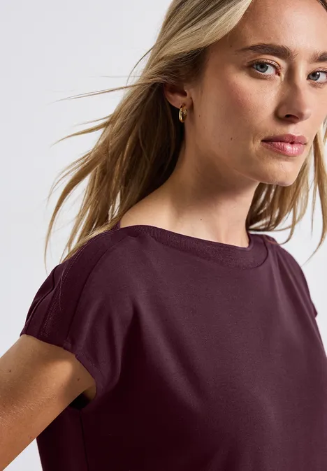 Shirt mit Ripp-Detail wildberry red
