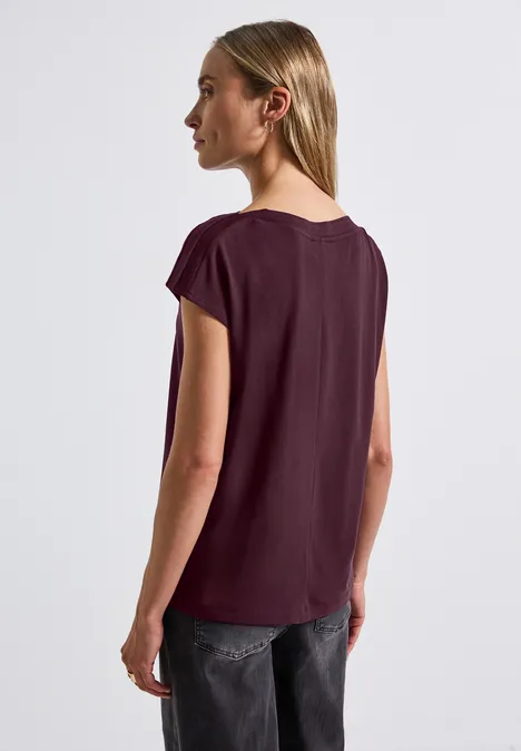Shirt mit Ripp-Detail wildberry red