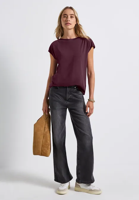 Shirt mit Ripp-Detail wildberry red