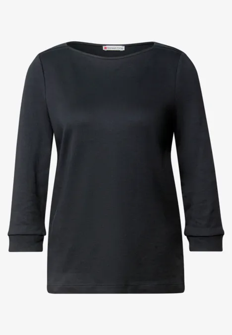 Shirt mit U-Boot-Ausschnitt Black
