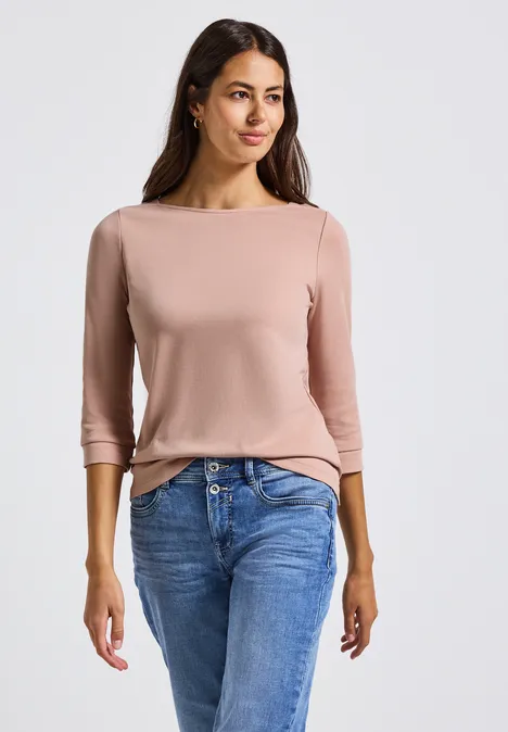 Shirt met boothals faded rose