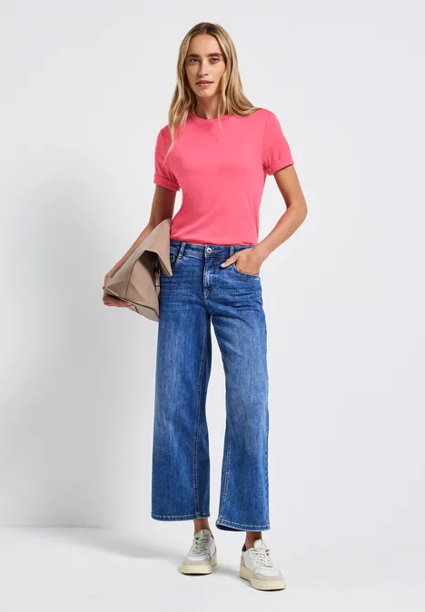 Basic shirt met col almond coral