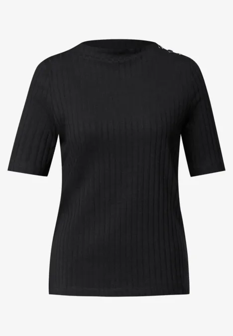 Col shirt met knopen Black