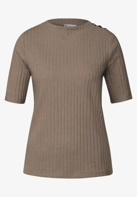 Col shirt met knopen bark brown