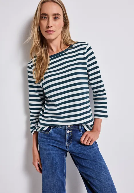 Gestreiftes U-Boot Shirt tide blue
