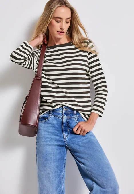 Gestreept onderzeeër shirt deep roast brown