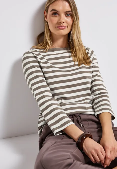 Gestreept onderzeeër shirt bark brown
