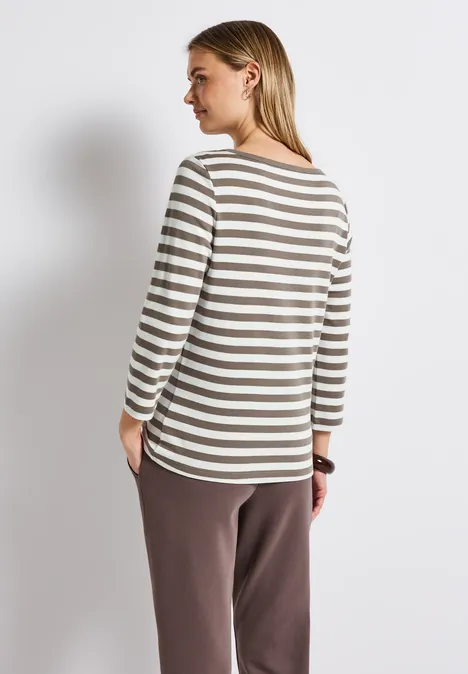 Gestreiftes U-Boot Shirt bark brown