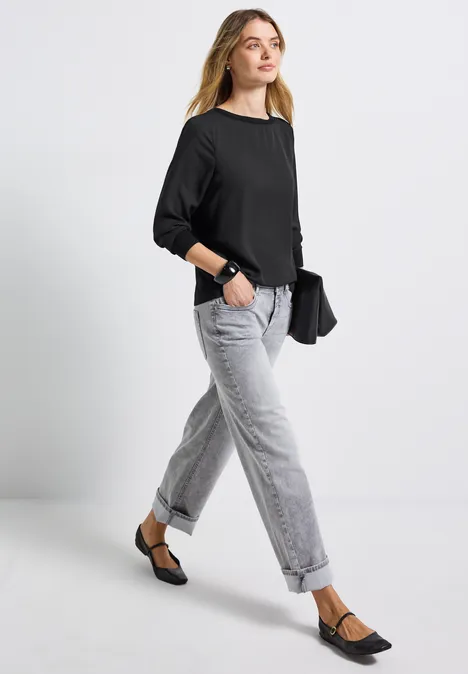 Materialmix Chiffon Shirt Black