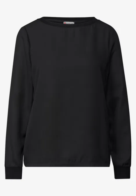 Materiaalmix chiffon shirt Black