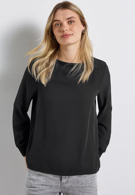 Materialmix Chiffon Shirt Black