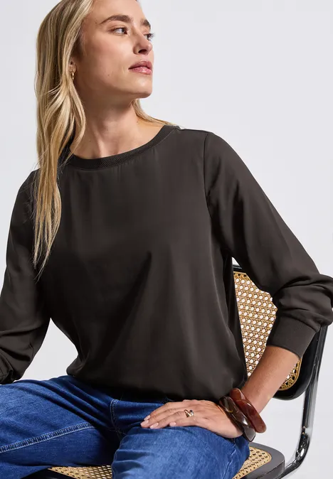 Materialmix Chiffon Shirt deep roast brown