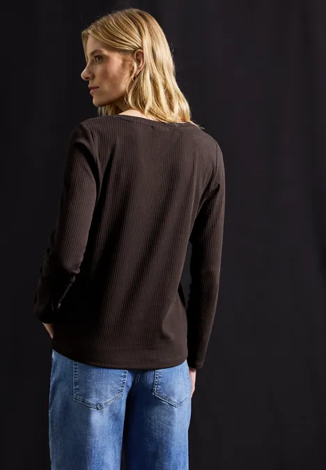 Shirt mit Rippstruktur deep roast brown