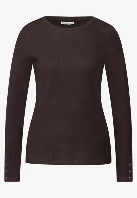 Shirt mit Rippstruktur deep roast brown